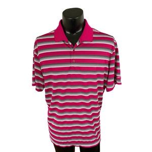 Nike Golf Tour Performance Mens Polo Shirt Dry Fit Striped Pink XL Poly Air
